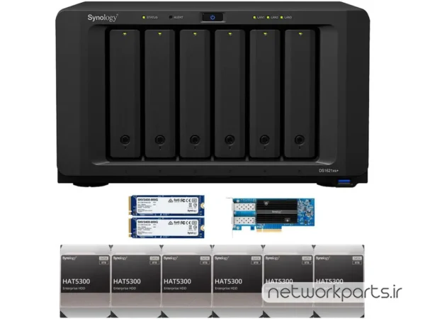 ذخیره ساز تحت شبکه (NAS) سینولوژی (Synology) مدل DS1621XS+ دارای 48TB (6x 8TB) هارد درایو و 8GB حافظه رم