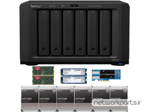 ذخیره ساز تحت شبکه (NAS) سینولوژی (Synology) مدل DS1621XS+ دارای 48TB (6x 8TB) هارد درایو و 32GB حافظه رم