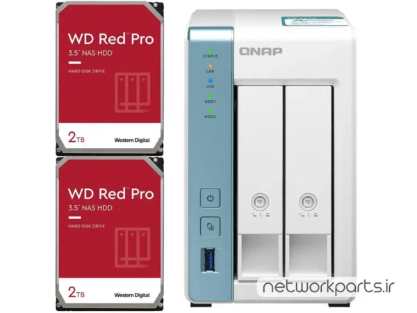ذخیره ساز تحت شبکه (NAS) کیونپ (Qnap) مدل TS-231K دارای 4TB (2x 2TB) هارد درایو و 1GB حافظه رم