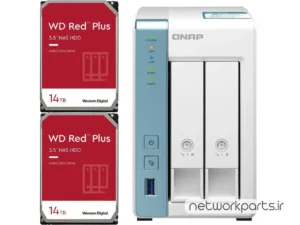 ذخیره ساز تحت شبکه (NAS) کیونپ (Qnap) مدل TS-231K دارای 56TB (4x 14TB) هارد درایو و 1GB حافظه رم