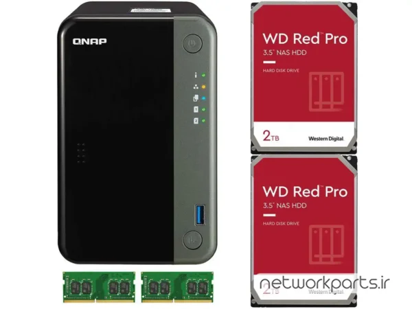 ذخیره ساز تحت شبکه (NAS) کیونپ (Qnap) مدل TS-253D دارای 4TB (2x 2TB) هارد درایو و 8GB حافظه رم