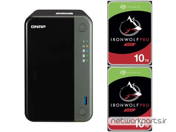 ذخیره ساز تحت شبکه (NAS) کیونپ (Qnap) مدل TS-253D دارای 20TB (2x 10TB) هارد درایو و 4GB حافظه رم