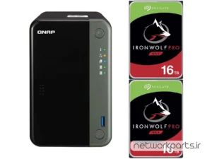 ذخیره ساز تحت شبکه (NAS) کیونپ (Qnap) مدل TS-253D دارای 32TB (2x 16TB) هارد درایو و 4GB حافظه رم