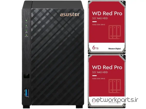 ذخیره ساز تحت شبکه (NAS) اسستور (Asustor) مدل AS1102T دارای 12TB (2x 6TB) هارد درایو و 1GB حافظه رم