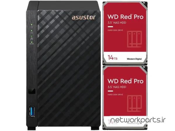 ذخیره ساز تحت شبکه (NAS) اسستور (Asustor) مدل AS1102T دارای 28TB (2x 14TB) هارد درایو و 1GB حافظه رم