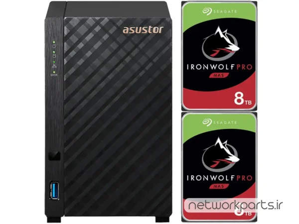 ذخیره ساز تحت شبکه (NAS) اسستور (Asustor) مدل AS1102T دارای 16TB (2x 8TB) هارد درایو و 1GB حافظه رم