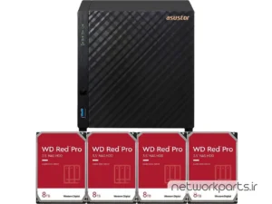 ذخیره ساز تحت شبکه (NAS) اسستور (Asustor) مدل AS1104T دارای 32TB (4x 8TB) هارد درایو و 1GB حافظه رم