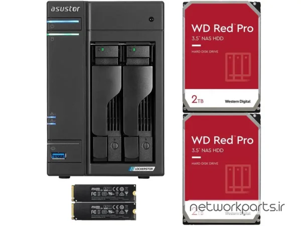 ذخیره ساز تحت شبکه (NAS) اسستور (Asustor) مدل AS6602T دارای 4TB (2x 2TB) هارد درایو و 4GB حافظه رم