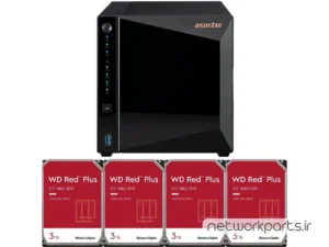 ذخیره ساز تحت شبکه (NAS) اسستور (Asustor) مدل AS3304T دارای 12TB (4x 3TB) هارد درایو و 2GB حافظه رم