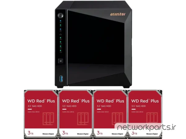 ذخیره ساز تحت شبکه (NAS) اسستور (Asustor) مدل AS3304T دارای 12TB (4x 3TB) هارد درایو و 2GB حافظه رم
