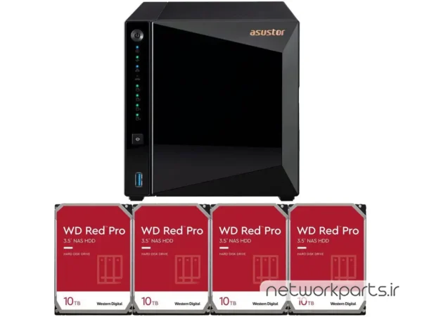ذخیره ساز تحت شبکه (NAS) اسستور (Asustor) مدل AS3304T دارای 40TB (4x 10TB) هارد درایو و 2GB حافظه رم