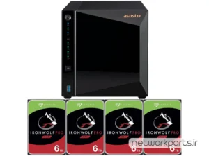 ذخیره ساز تحت شبکه (NAS) اسستور (Asustor) مدل AS3304T دارای 24TB (4x 6TB) هارد درایو و 2GB حافظه رم