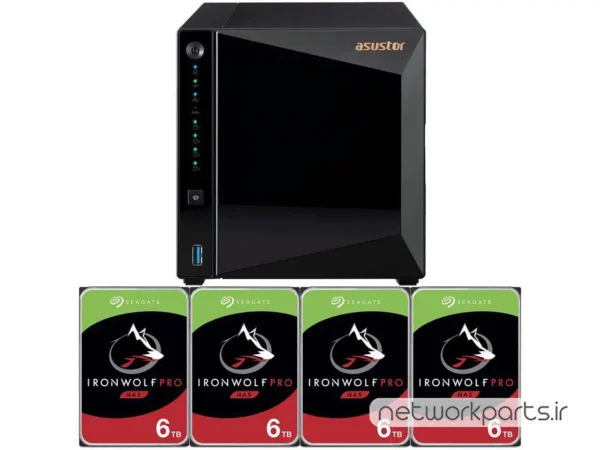 ذخیره ساز تحت شبکه (NAS) اسستور (Asustor) مدل AS3304T دارای 24TB (4x 6TB) هارد درایو و 2GB حافظه رم
