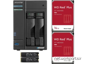 ذخیره ساز تحت شبکه (NAS) اسستور (Asustor) مدل AS6602T دارای 56TB (4x 14TB) هارد درایو و 4GB حافظه رم