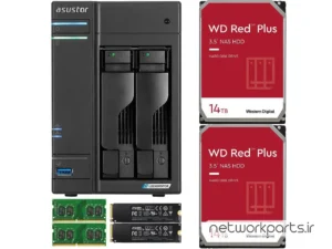 ذخیره ساز تحت شبکه (NAS) اسستور (Asustor) مدل AS6602T دارای 56TB (4x 14TB) هارد درایو و 8GB حافظه رم