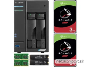ذخیره ساز تحت شبکه (NAS) اسستور (Asustor) مدل AS6602T دارای 6TB (2x 3TB) هارد درایو و 8GB حافظه رم