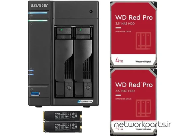 ذخیره ساز تحت شبکه (NAS) اسستور (Asustor) مدل AS6602T دارای 8TB (2x 4TB) هارد درایو و 4GB حافظه رم