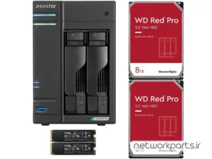 ذخیره ساز تحت شبکه (NAS) اسستور (Asustor) مدل AS6602T دارای 16TB (2x 8TB) هارد درایو و 4GB حافظه رم