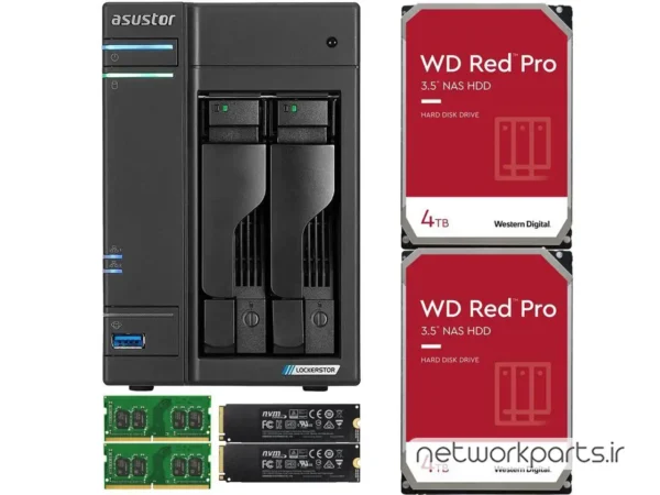 ذخیره ساز تحت شبکه (NAS) اسستور (Asustor) مدل AS6602T دارای 8TB (2x 4TB) هارد درایو و 8GB حافظه رم
