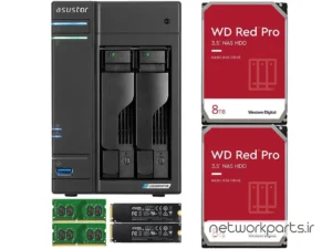 ذخیره ساز تحت شبکه (NAS) اسستور (Asustor) مدل AS6602T دارای 16TB (2x 8TB) هارد درایو و 8GB حافظه رم