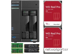 ذخیره ساز تحت شبکه (NAS) اسستور (Asustor) مدل AS6602T دارای 28TB (2x 14TB) هارد درایو و 8GB حافظه رم