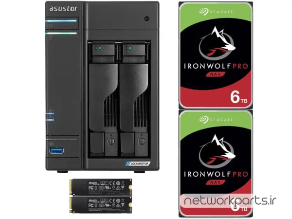 ذخیره ساز تحت شبکه (NAS) اسستور (Asustor) مدل AS6602T دارای 12TB (2x 6TB) هارد درایو و 4GB حافظه رم