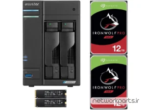 ذخیره ساز تحت شبکه (NAS) اسستور (Asustor) مدل AS6602T دارای 24TB (2x 12TB) هارد درایو و 4GB حافظه رم