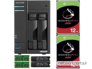 ذخیره ساز تحت شبکه (NAS) اسستور (Asustor) مدل AS6602T دارای 24TB (2x 12TB) هارد درایو و 8GB حافظه رم