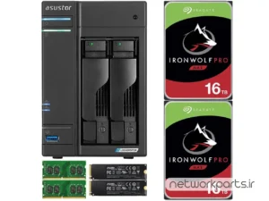 ذخیره ساز تحت شبکه (NAS) اسستور (Asustor) مدل AS6602T دارای 32TB (2x 16TB) هارد درایو و 8GB حافظه رم
