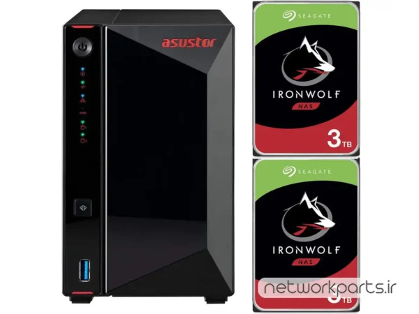 ذخیره ساز تحت شبکه (NAS) اسستور (Asustor) مدل AS5202T دارای 6TB (2x 3TB) هارد درایو و 2GB حافظه رم