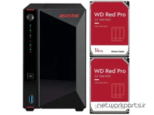 ذخیره ساز تحت شبکه (NAS) اسستور (Asustor) مدل AS5202T دارای 28TB (2x 14TB) هارد درایو و 2GB حافظه رم