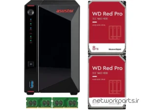ذخیره ساز تحت شبکه (NAS) اسستور (Asustor) مدل AS5202T دارای 16TB (2x 8TB) هارد درایو و 8GB حافظه رم