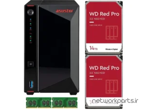 ذخیره ساز تحت شبکه (NAS) اسستور (Asustor) مدل AS5202T دارای 28TB (2x 14TB) هارد درایو و 8GB حافظه رم