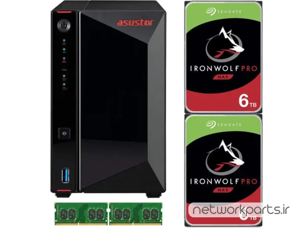 ذخیره ساز تحت شبکه (NAS) اسستور (Asustor) مدل AS5202T دارای 12TB (2x 6TB) هارد درایو و 8GB حافظه رم