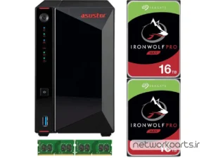 ذخیره ساز تحت شبکه (NAS) اسستور (Asustor) مدل AS5202T دارای 32TB (2x 16TB) هارد درایو و 8GB حافظه رم