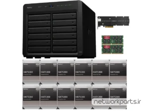 ذخیره ساز تحت شبکه (NAS) سینولوژی (Synology) مدل DS2422+ دارای 192TB (12x 16TB) هارد درایو و 32GB حافظه رم