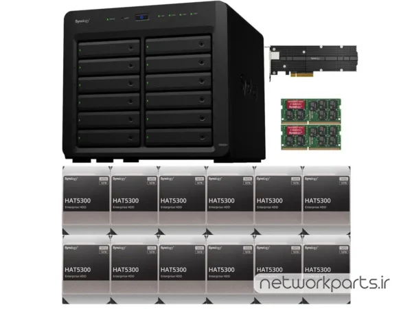 ذخیره ساز تحت شبکه (NAS) سینولوژی (Synology) مدل DS2422+ دارای 192TB (12x 16TB) هارد درایو و 8GB حافظه رم