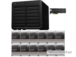 ذخیره ساز تحت شبکه (NAS) سینولوژی (Synology) مدل DS2422+ دارای 192TB (12x 16TB) هارد درایو و 4GB حافظه رم