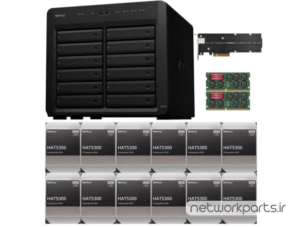 ذخیره ساز تحت شبکه (NAS) سینولوژی (Synology) مدل DS2422+ دارای 96TB (12x 8TB) هارد درایو و 8GB حافظه رم