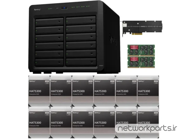 ذخیره ساز تحت شبکه (NAS) سینولوژی (Synology) مدل DS2422+ دارای 144TB (12x 12TB) هارد درایو و 32GB حافظه رم