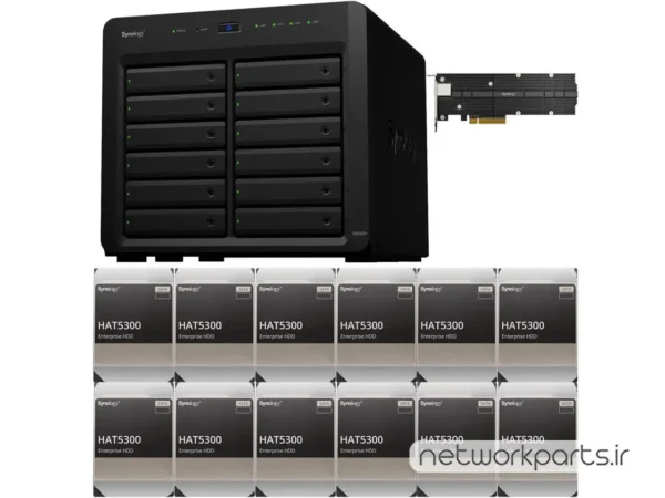 ذخیره ساز تحت شبکه (NAS) سینولوژی (Synology) مدل DS2422+ دارای 48TB (12x 4TB) هارد درایو و 4GB حافظه رم