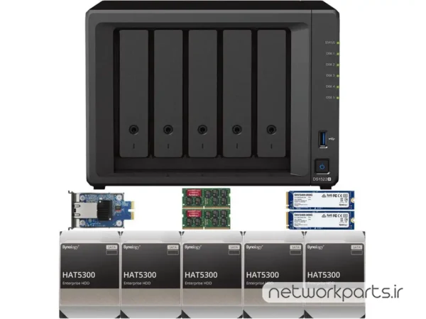 ذخیره ساز تحت شبکه (NAS) سینولوژی (Synology) مدل DS1522+ دارای 20TB (5x 4TB) هارد درایو و 32GB حافظه رم