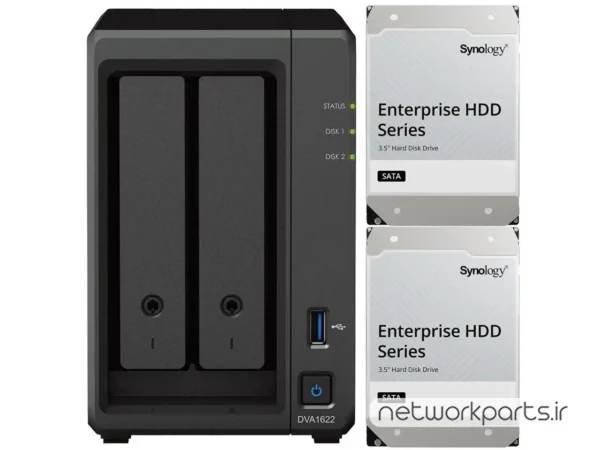 ذخیره ساز تحت شبکه (NAS) سینولوژی (Synology) مدل DVA1622 دارای 8TB (2x 4TB) هارد درایو و 6GB حافظه رم
