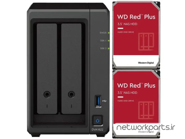ذخیره ساز تحت شبکه (NAS) سینولوژی (Synology) مدل DVA1622 دارای 6TB (2x 3TB) هارد درایو و 6GB حافظه رم