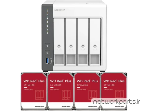 ذخیره ساز تحت شبکه (NAS) کیونپ (Qnap) مدل TS-433-4G دارای 32TB (4x 8TB) هارد درایو و 4GB حافظه رم