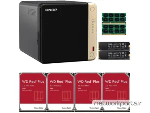 ذخیره ساز تحت شبکه (NAS) کیونپ (Qnap) مدل TS-464-4G-US دارای 48TB (4x 12TB) هارد درایو و 16GB حافظه رم