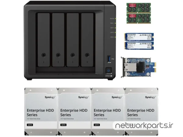 ذخیره ساز تحت شبکه (NAS) سینولوژی (Synology) مدل DS923+ دارای 32TB (4x 8TB) هارد درایو و 8GB حافظه رم