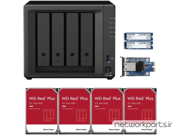 ذخیره ساز تحت شبکه (NAS) سینولوژی (Synology) مدل DS923+ دارای 24TB (4x 6TB) هارد درایو و 4GB حافظه رم