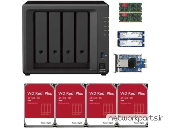 ذخیره ساز تحت شبکه (NAS) سینولوژی (Synology) مدل DS923+ دارای 12TB (4x 3TB) هارد درایو و 32GB حافظه رم
