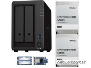 ذخیره ساز تحت شبکه (NAS) سینولوژی (Synology) مدل DS723+ دارای 24TB (2x 12TB) هارد درایو و 2GB حافظه رم